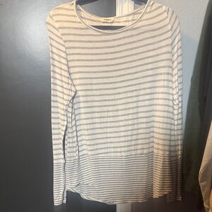 ADORA Gray and White Striped Long Sleeve Tee